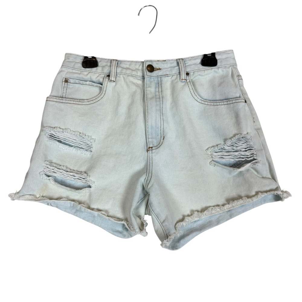 Billabong Shorts Womens 31 Blue High Rise Distressed Denim Raw Hem 3 Inseam